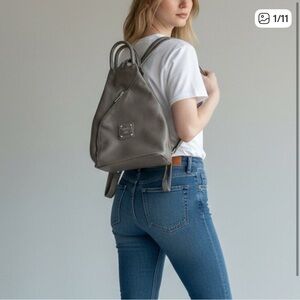Valentina Grey Genuine Leather Backpack Purse Travel Indie Minimalist Modern Lux